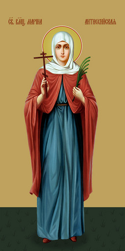 Мерная икона, Марина (Маргарита) Антиохийская, святая, 25x52 см, арт Ид14940