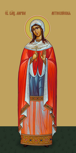 Мерная икона, Марина (Маргарита) Антиохийская, святая, 25x52 см, арт Ид14941