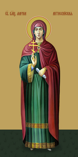 Мерная икона, Марина (Маргарита) Антиохийская, святая, 25x52 см, арт Ид14942