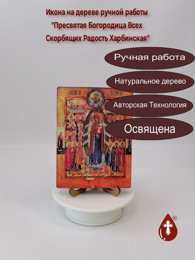 Пресвятая Богородица Всех Скорбящих Радость Харбинская, 12x16x1,8 см, арт И532