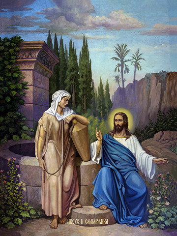 Иисус и самарянка, 25x34 см, арт Ид9477