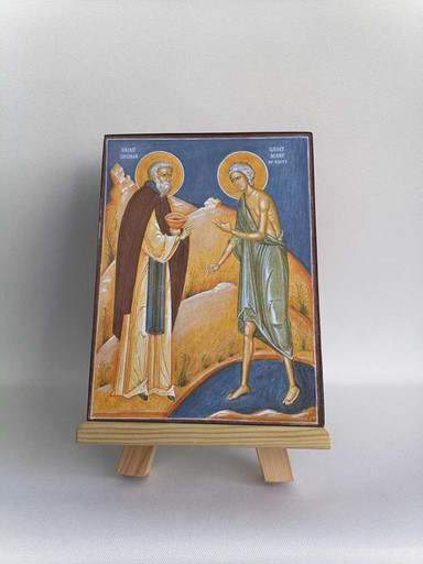 Преподобный Зосима и Мария Египетская, 15x20x1,8 см, арт А229