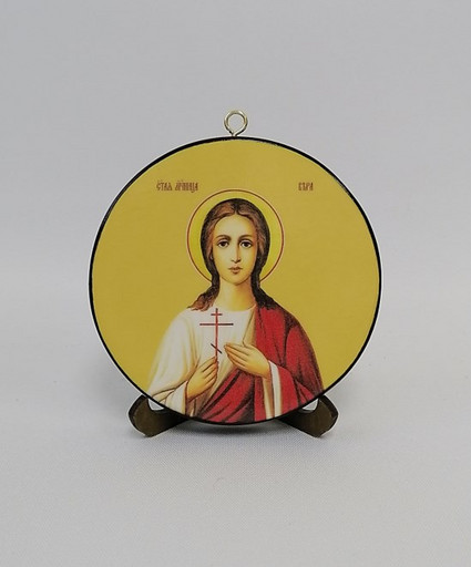Мученица Вера. Круглая икона на дереве. Диаметр 12 см. Толщина 1,5 см, арт К053