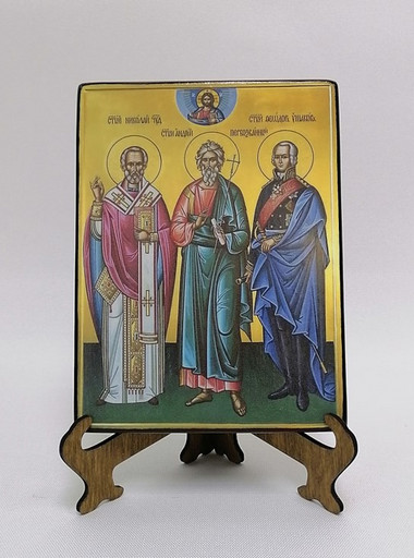 Николай Чудотворец, Андрей Первозванный, Федор Ушаков, 12x16х1,8 см, арт А7048-2