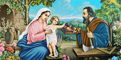 Святая семья, плотник, 25х52 см, арт И7020