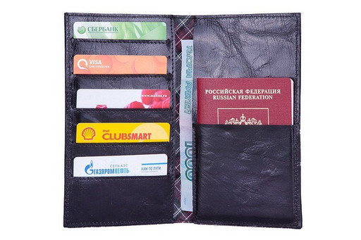 Кожаный вертикальный кошелек