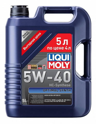 Масло моторное Liqui Moly Optimal Synth 5/40 API SN/CF Масло моторное Liqui Moly Optimal Synth 5/40 API SN/CF