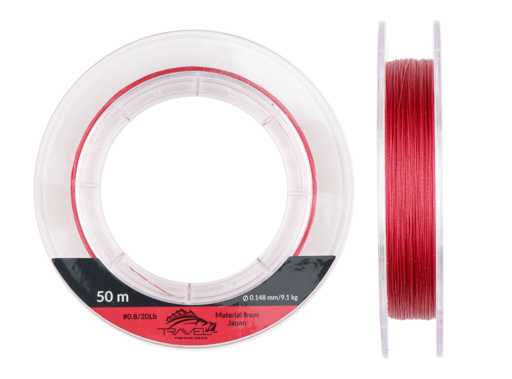 Плетёный шнур Travel ICE JIGGING 9X PE #1.0/20LB 0.165mm/9,5kg 50m Burgundy