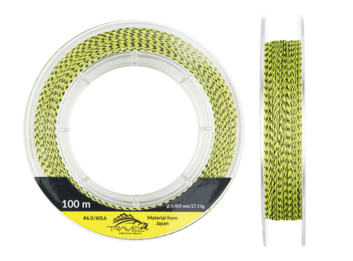 Плетёный шнур Travel JERKBAIT 4X PE #7.0/100LB 0.435mm/45.3kg 100m Zebra Yellow