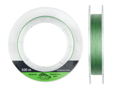 Плетёный шнур Travel MICROJIG 4X PE #0.5/11LB 0.117mm/5.1kg 100m Green
