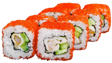 Калифорния с хрустящей креветкой в икре масаго