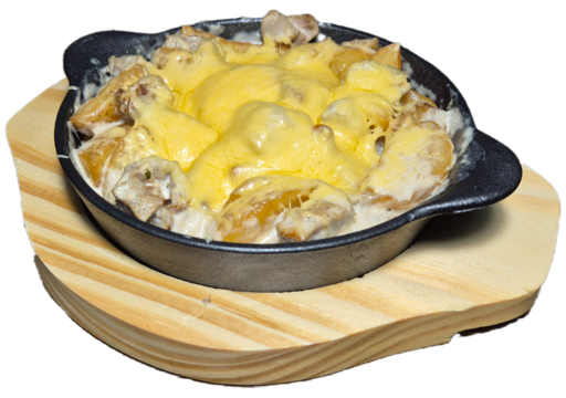 Сковородка Картофельные дольки с шашлыком и сыром