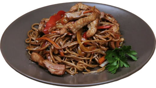 Соба с курицей и грибами