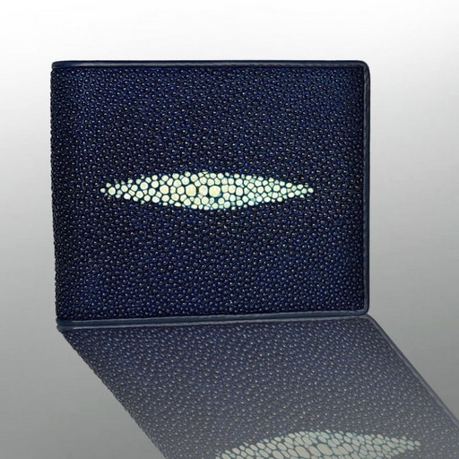 Синее портмоне, кожаное - двойное сложение