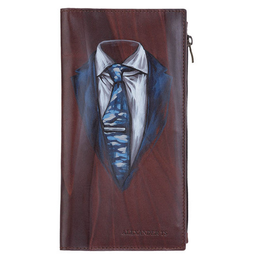 Вертикальное портмоне - мужской Лонгер с ручной росписью